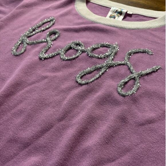 Queen Of Sparkles Women’s Large Top TCU Frogs Short Sleeve Knit Pullover Texas - Picture 3 of 8